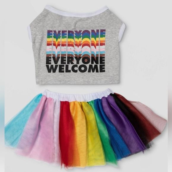 Host Pick!!Everyone Welcome Pride 2 Piece Dog Outfit Top & Tutu Medium Breed NWT - Picture 6 of 7